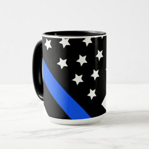 Bleu mince Drapeau Mug