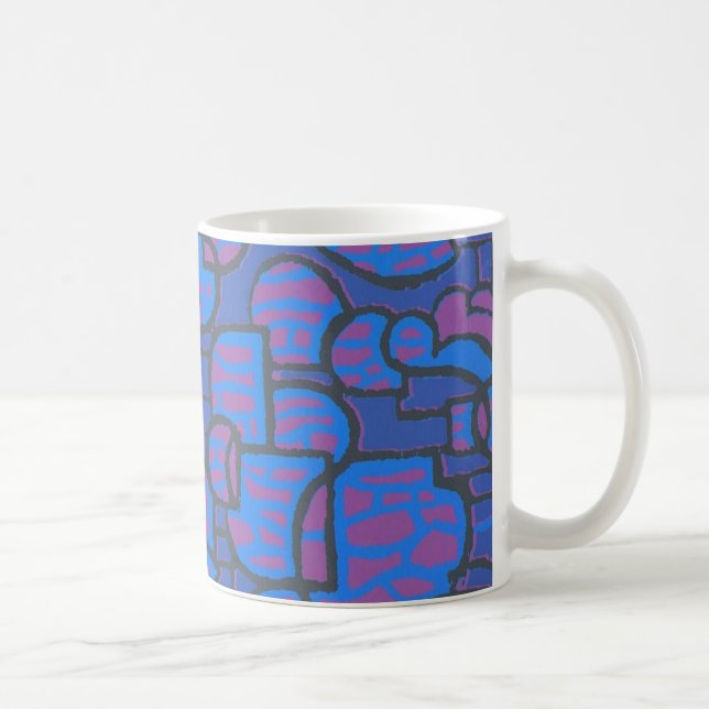 Bleu, Mug de café magenta Abstrait (Droite)