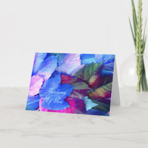 Bleu N Feuilles Rose - Penser À Votre Carte