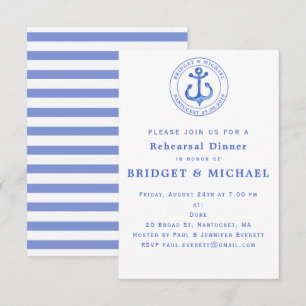 Bleu Nautique Ancre Dîner Invitation