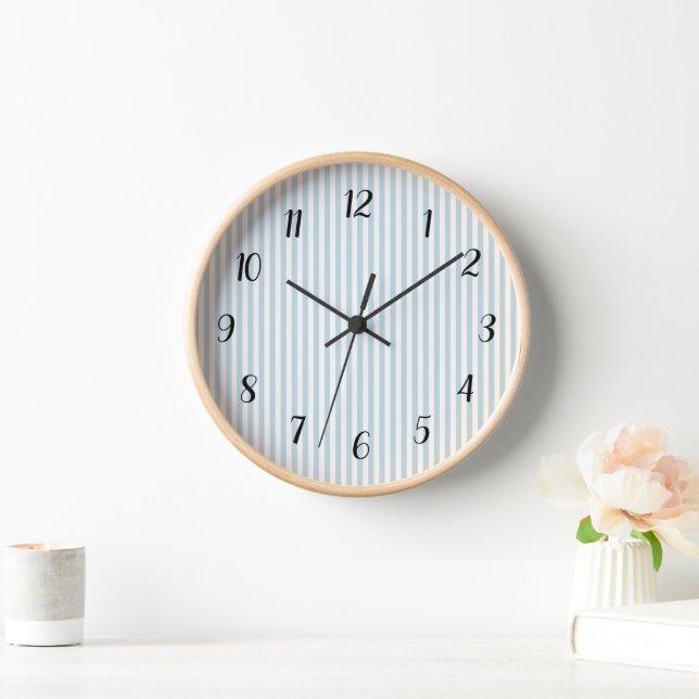 Bleu Nautique Bleu Préppy Grande horloge (Maison)