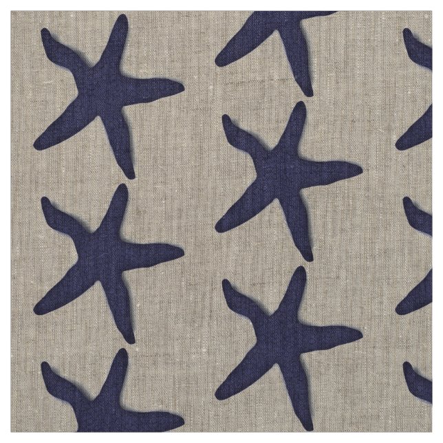 bleu nautique de plage d'étoiles de mer de tissu (Échantillon)