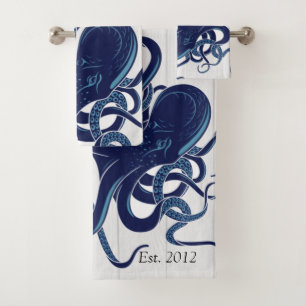 Bleu Nautique Octopus Côtier Blanc Bois