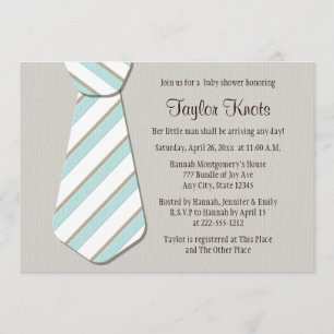 Bleu Necktie Little Man Baby Shower Invitations