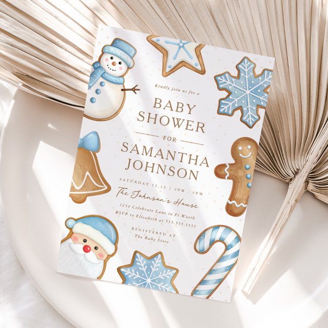 Bleu Noël Cookie Baby shower Invitation (Créateur téléchargé)