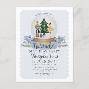 Bleu Noël Nutcracker anniversaire invitation
