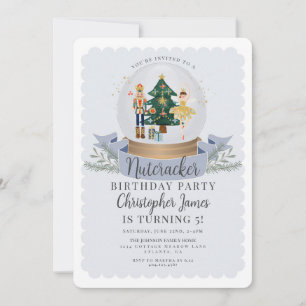 Bleu Noël Nutcracker anniversaire invitation