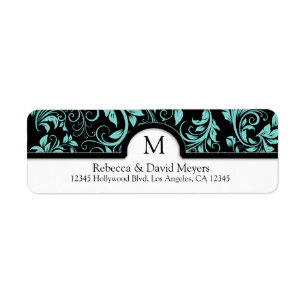 Bleu noir et turquoise élégant avec le monogramm