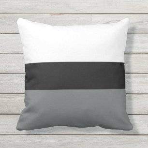 Bleu noir Gris Horizontal Rayures Lancer Oreiller