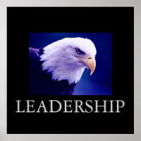 Bleu noir Motivation Leadership Aigle Poster