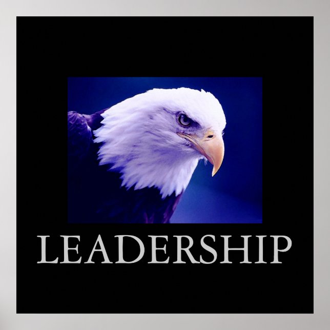 Bleu noir Motivation Leadership Aigle Poster (Devant)