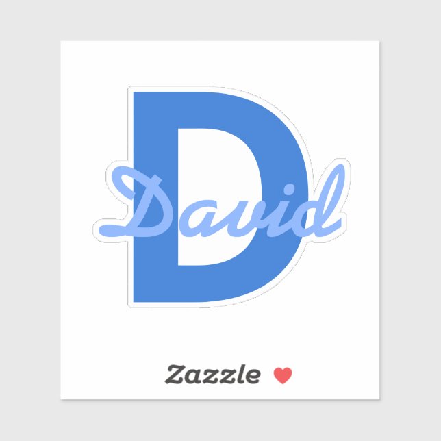 Bleu Nom & Sticker Monogramme (Feuille)