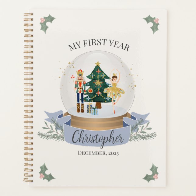 Bleu Nutcracker Baby shower première année jalon (Devant)