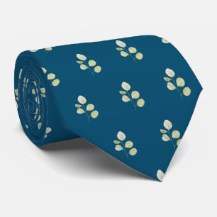 Bleu océan avec Cravate mariage Feuille vert