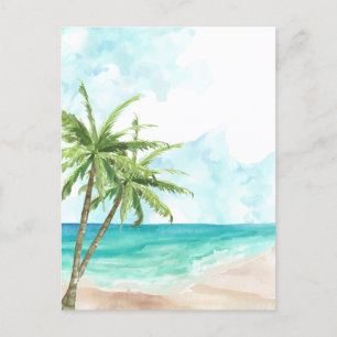 Bleu océan plage de cocotiers Invitation