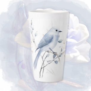 Bleu Oiseaux et Branches Latte Mug