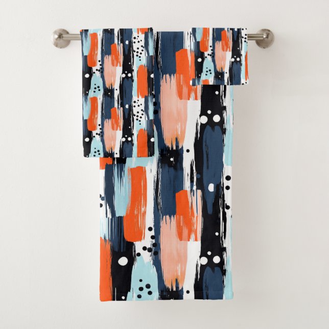 Bleu orange brosses Motif Abstrait (En situation)