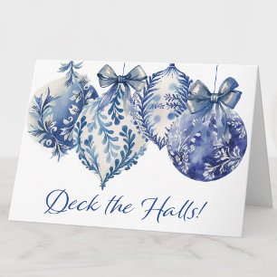 Bleu Ornements Noël Invitation