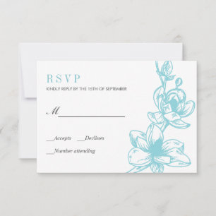 Bleu pâle   Fleurs de Magnolia   Mariage RSVP
