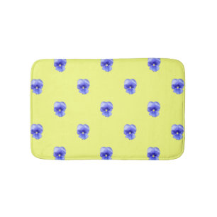Bleu Pansy sur Jaune - tapis de bain