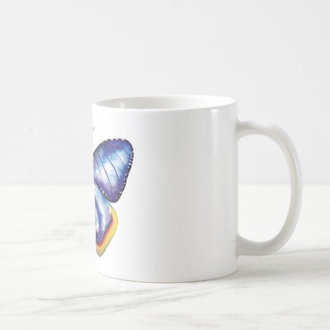 Bleu papillon aquarelle Art Mug (Droite)