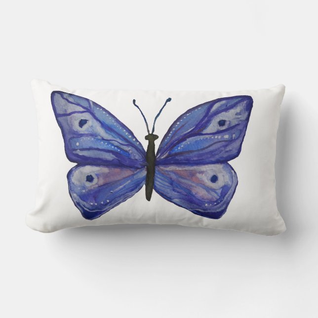Bleu papillon Art Lumbar Coussin 33 cm x 53 cm (Recto)