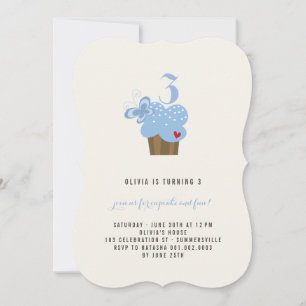 Bleu papillon Cupcake fille Invitation de fête d'a