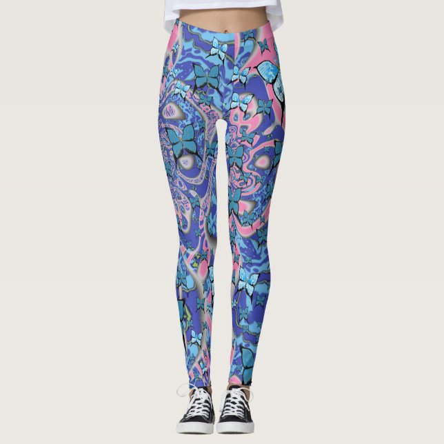 Bleu papillons Phéédélique Dream Leggings (Devant)