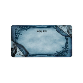 Bleu Parchemin Défilement Gothique Étiquette d'exp