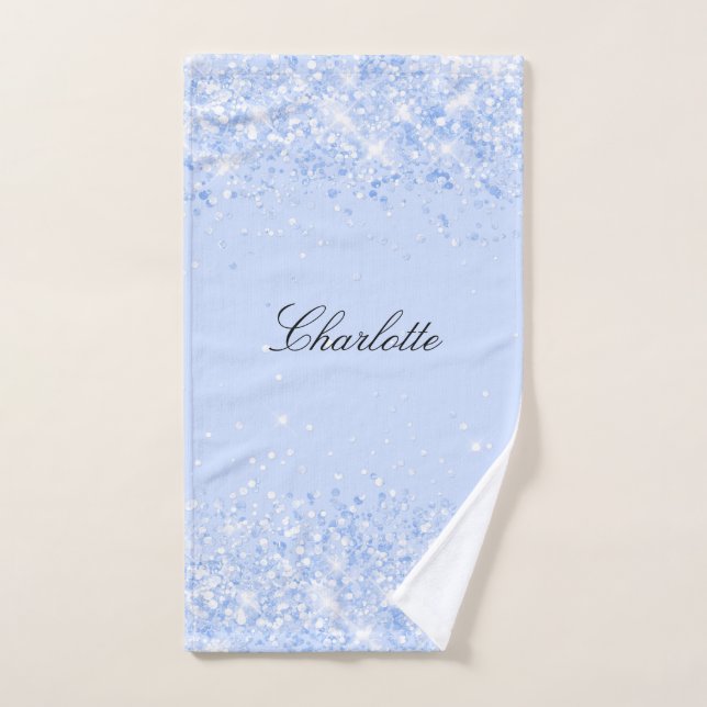 Bleu pastel parties scintillant nom glamour (Serviette à main)
