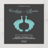 Bleu Peacocks Mariage Invitation II