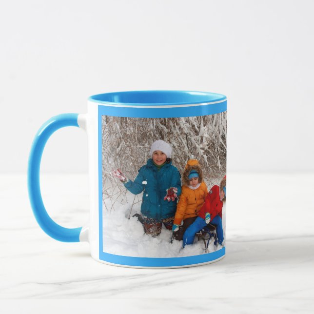Bleu Personnaliser Modèle photo Cadeau Mug café (Gauche)