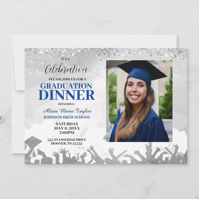 Bleu Photo Graduation Party Invitation (Devant)