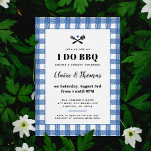 Bleu Picnic Plaid Cloth I Do BBQ Invitation