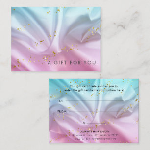 Bleu Pink Satin Gold Certificat cadeau