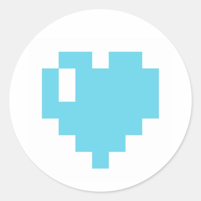 Bleu Pixel Coeur autocollants (Devant)