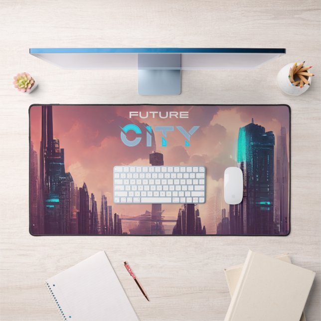 Bleu pourpre coloré futur Cyberpunk City (Bureau 1)