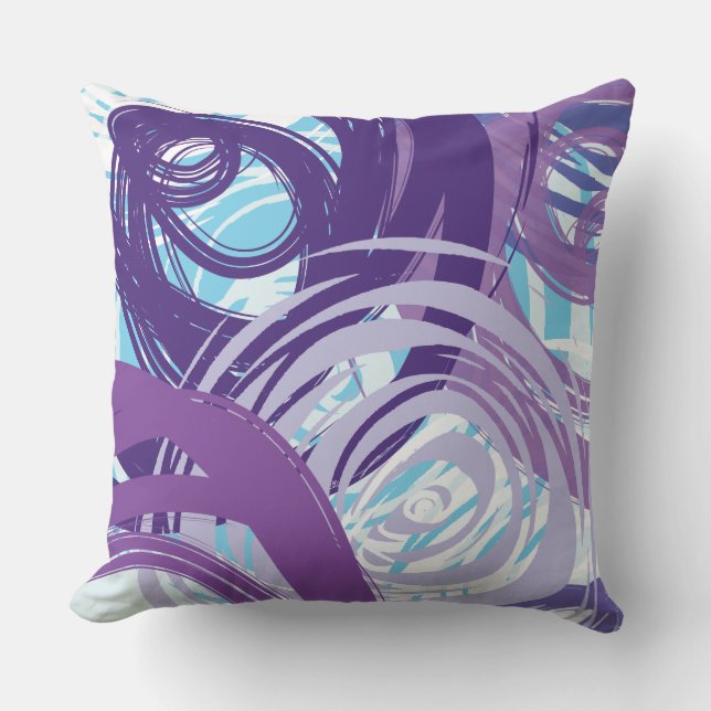 Bleu pourpre DESIGN SPIRAL Retro Lancer Oreiller (Recto)