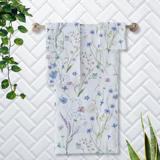 Bleu pourpre joli Fleur sauvage motif floral (In situ)