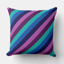 Bleu pourpre Turquoise rayures Grand oreiller à la