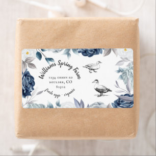 bleu poussiéreux floral rustique script canard Oeu