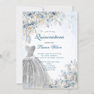 bleu poussiéreux Quinceañera Invitation