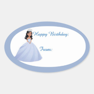 Bleu Princesse Anniversaire Cadeau Balise Stickers