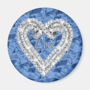 Bleu rond amour Diamond Coeur Magnet
