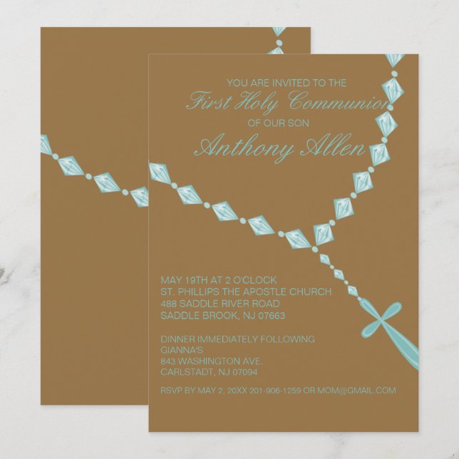 Bleu, Rosary Beads Invitation à la communion des g (Devant / Derrière)