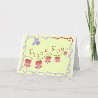 Bleu rose Carte de remerciements coeur saignant