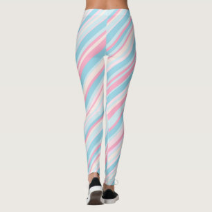 Bleu rose et bleu pâle, bonbons Leggings rayés
