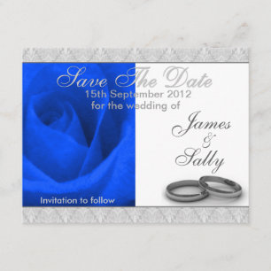 Bleu Rose & Mariage Anneaux Enregistrer La Carte D