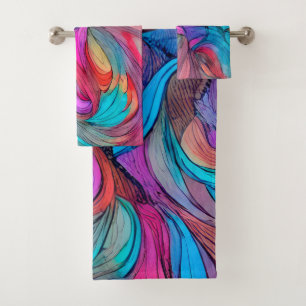 Bleu rose Turquoise Lilac Aquarelle Encre Abstract