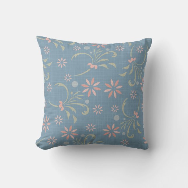 Bleu, rose vert Fleurs Coussin MOJO américain (Recto)